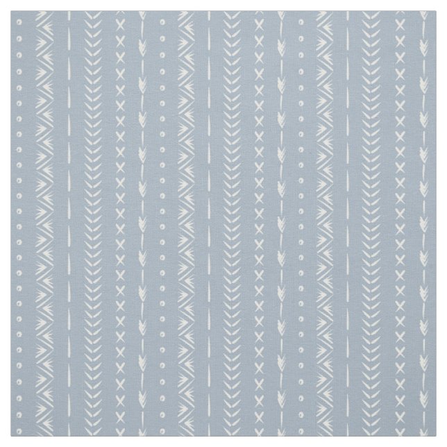 Boho Coastal Arrow Stripe Geometric Dusty Blue Fabric (Swatch)
