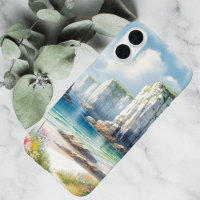 Boho Coastal Cliffs Wildflower Beach Art