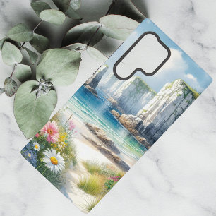 Boho Coastal Cliffs Wildflower Beach Art Samsung Galaxy Case