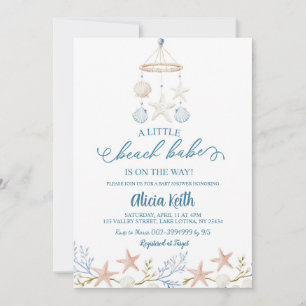Boho Coastal Little Beach Babe baby shower Invitation