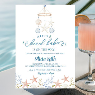 Boho Coastal Little Beach Babe baby shower Invitation