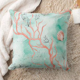 Boho Coastal Seashell Pattern Cushion