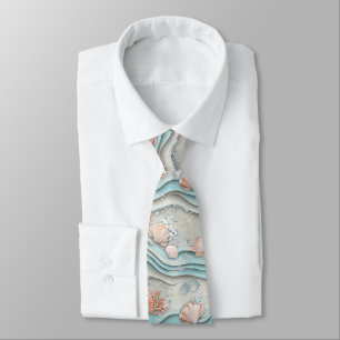 Boho Coastal Seashell Pattern Tie