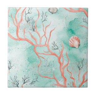 Boho Coastal Seashell Pattern Tile