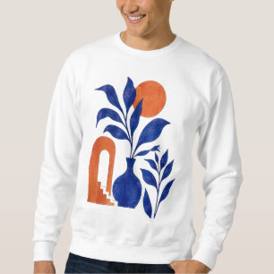 Boho Cobalt Blue Vase Botanical Sweatshirt