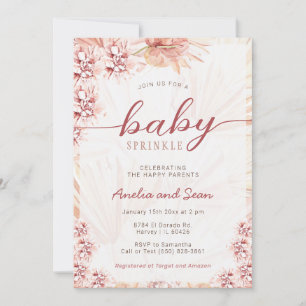 Boho Coed Baby Sprinkle Beige Tan Gender Neutral Invitation