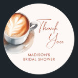 Boho Coffee Bridal Shower Classic Round Sticker<br><div class="desc">Coffee themed bridal shower thank you stickers.</div>