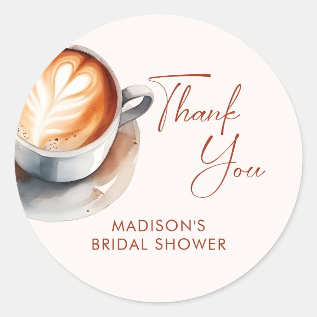Boho Coffee Bridal Shower Classic Round Sticker (Front)