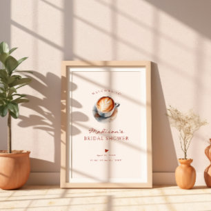 Boho Coffee Bridal Shower Heart Welcome  Poster