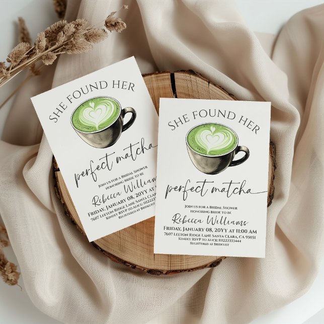 Boho Coffee Green Perfect Matcha Bridal Shower Invitation (Creator Uploaded)