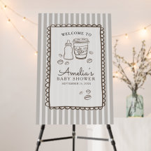 Boho Coffee Stripes Baby Shower Foam Board