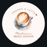 Boho Coffee Themed Bridal Shower Classic Round Sticker<br><div class="desc">Coffee themed bridal shower thank you stickers.</div>