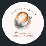 Boho Coffee Themed Bridal Shower Classic Round Sticker<br><div class="desc">Coffee themed bridal shower thank you stickers.</div>