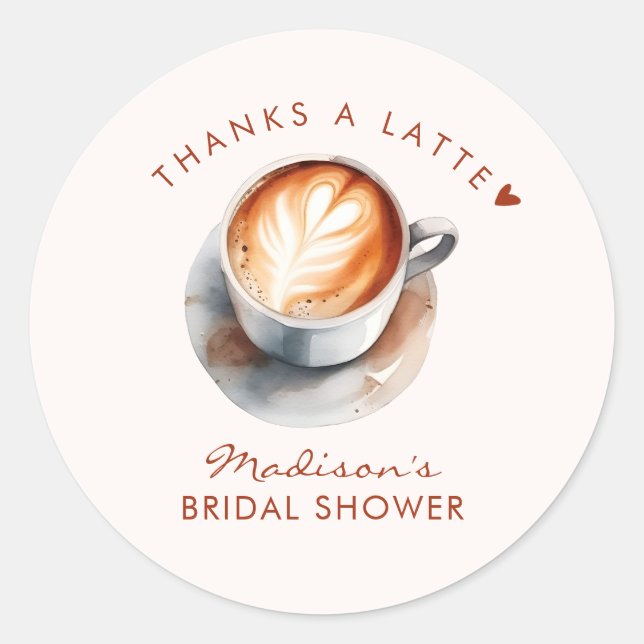 Boho Coffee Themed Bridal Shower Classic Round Sticker (Front)