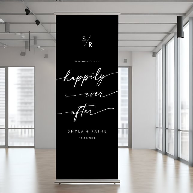 Boho COLOR EDITABLE Happily Ever After Welcome Retractable Banner (Creator Uploaded)