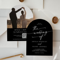Boho COLOR EDITABLE Photo QR Code Arch Wedding
