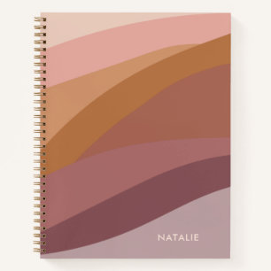Boho Colorful Abstract Retro Name Notebook