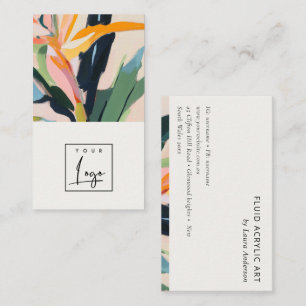 Boho Colorful Bird Of Paradise Painted Floral Logo Business Card