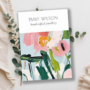 Boho Colorful Painted Floral Blank Jewelry Display Business Card