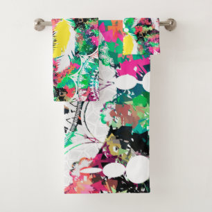 Boho Colorful Tribal Abstract Art Bath Towel Set