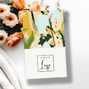 Boho Colorful Yellow Ochre Painted Floral Logo Business Card