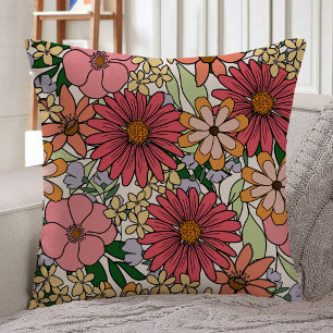 Boho Coloured Floral Pattern Cushion