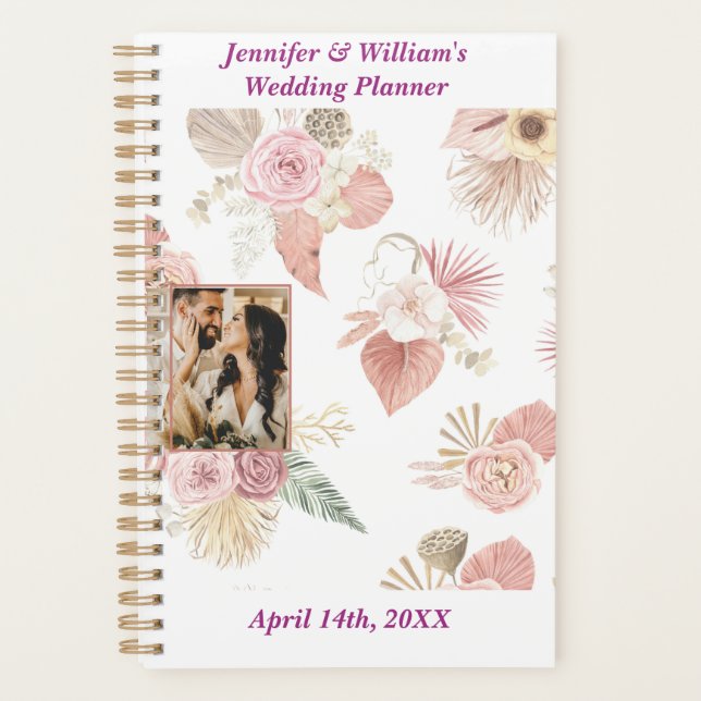 Boho Coloured Florals Wedding 1-image Planner (Front)