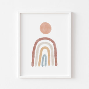 Boho coloured sun and rainbow poster