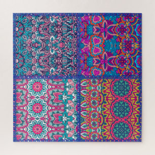 Boho Colourful Blocking Quilt Pattern Jigsaw Puzzle