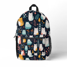 Boho Colourful Cats and Leaves Pattern