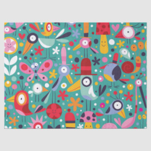 Boho Colourful Fun Bird Pattern Tissue Paper