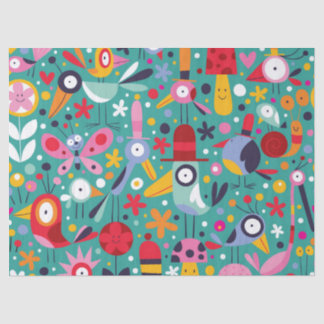 Boho Colourful Fun Bird Pattern Tissue Paper