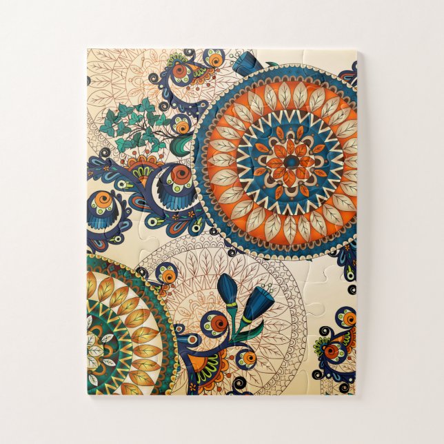 Boho Colourful Fun Retro Pattern Jigsaw Puzzle (Vertical)