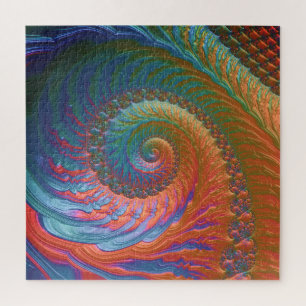 Boho Colourful Gradient Spiral Fractal Abstract Ar Jigsaw Puzzle