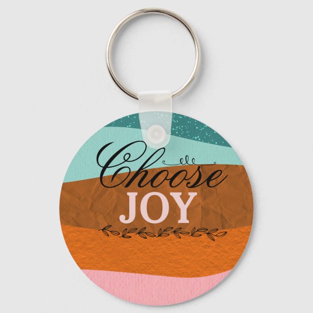 Boho Colourful Inspirational, Positive Quote Keych Key Ring (Front)