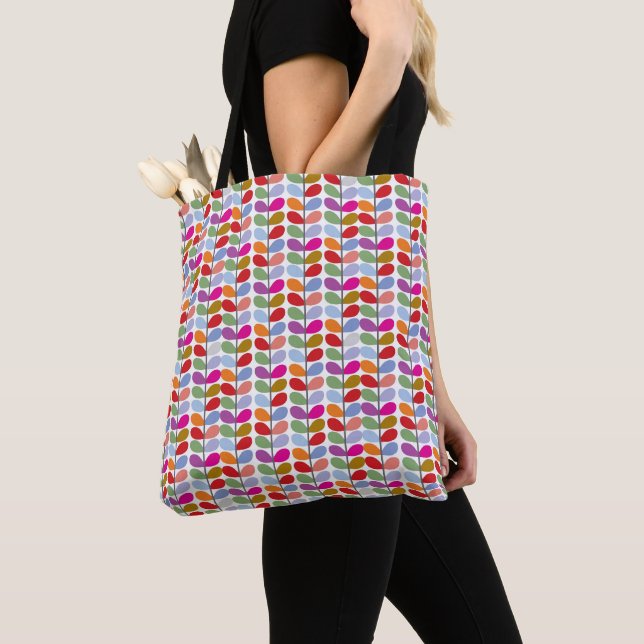 Boho Colourful Leaf Tote Bag (Close Up)