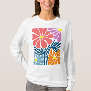 Boho Colourful Leaves and Flowers T-Shirt Design