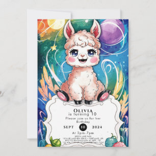 Boho Colourful Llama Birthday Invitation