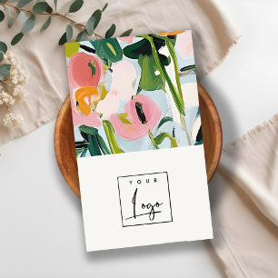 Boho Colourful Pink Blue Green Painted Floral Logo Business Card