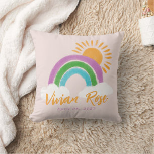 Boho Colourful Rainbow Baby Birthday Nursery Decor Cushion