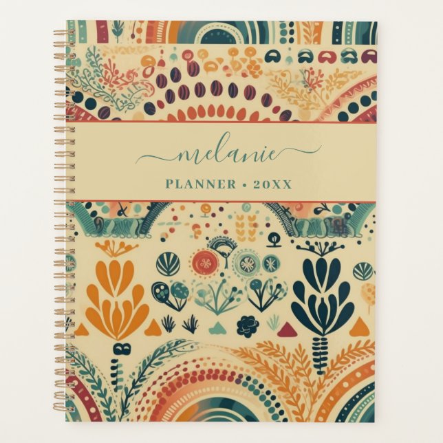 Boho Colourful Rainbow Custom Name Planner (Front)