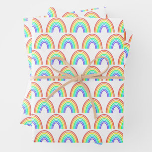 Boho Colourful Rainbow Pattern Birthday Party Wrapping Paper Sheet