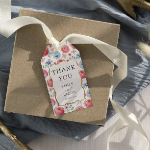 Boho Colourful Watercolor Floral Wedding Favour Gift Tags
