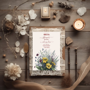 Boho Colourful Watercolor Wildflower Bridal Invitation