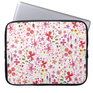 Boho Colourful Wild Flower Watercolor Laptop Sleeve