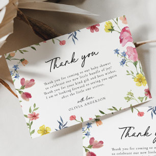 Boho Colourful Wildflower Fairytale Baby Shower Thank You Card