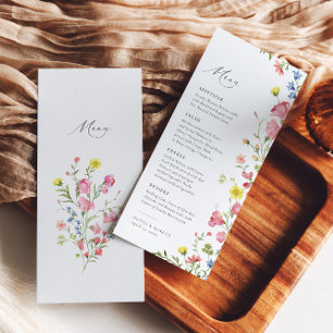 Boho Colourful Wildflower Fairytale Elegant Weddin Menu