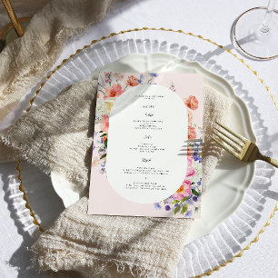 Boho Colourful Wildflower Wedding Menu
