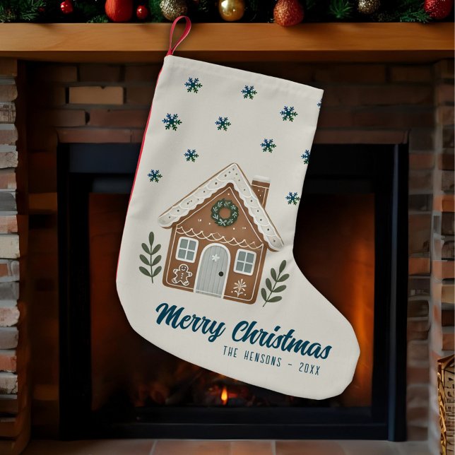Boho Cookie House Snowflakes Family Small Christmas Stocking (Creator Uploaded)