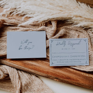 Boho Cool Marina Blue Frame Whimsy Wedding RSVP Card